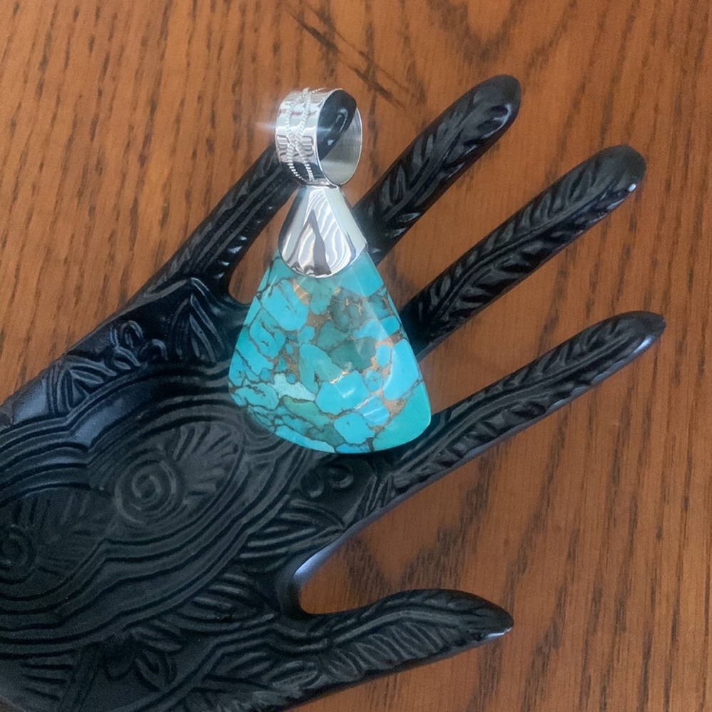 NWOT Studio Barse Turquoise & Silver Pendant All Genuine, Gorgeous Bale